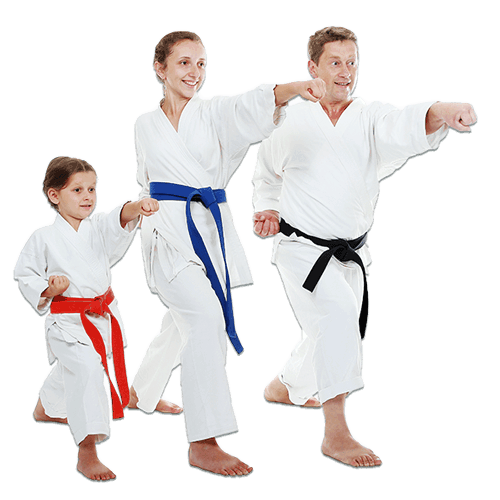 Martial Arts Lessons for Families in Strongville OH - Man and Daughters Family Punching Together